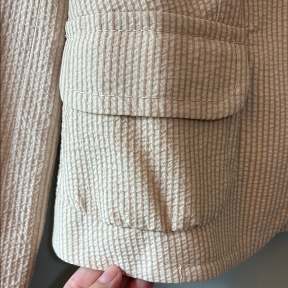 Banana Republic Tan Blazer Lightweight stripped Tailored Fit Size 0 NWOT - Picture 5 of 8
